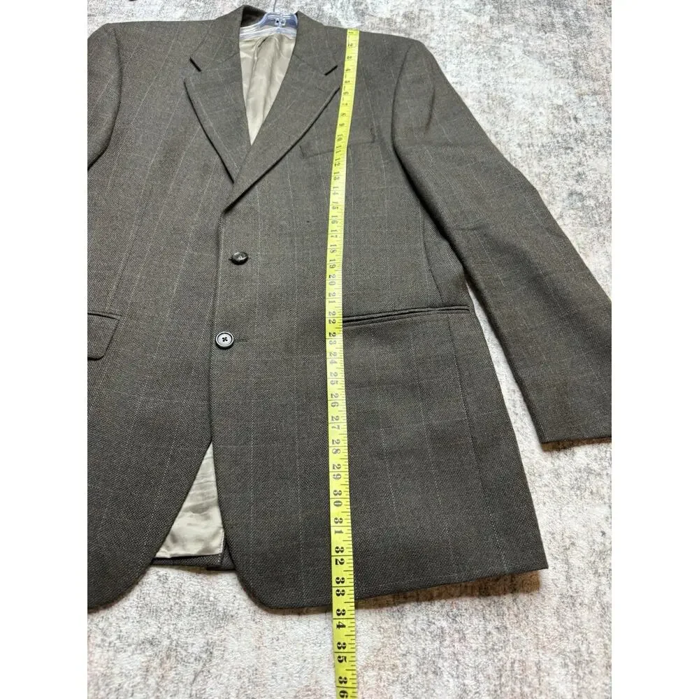 VTG Polo Ralph Lauren Blazer Mens 44 L Green Plaid Windowpane Union Made in USA